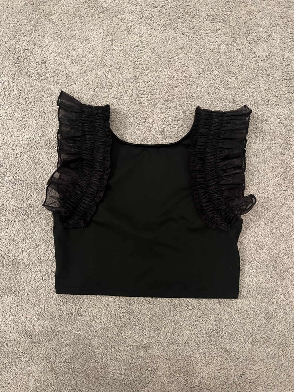 Lavish Black Ruffle Sleeve Crop Top